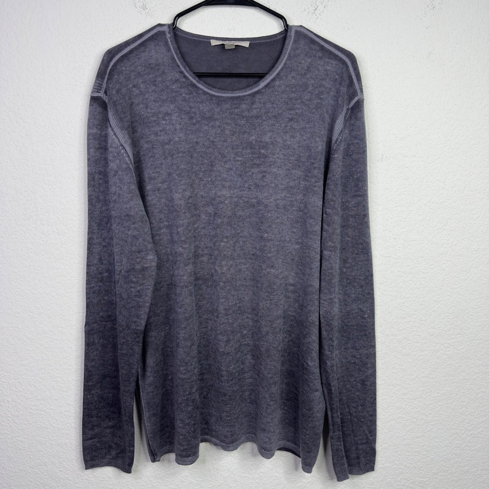 John Varvatos Artisan Sweater Mens‎ XL Grey Silk Cashmere Crewneck Grunge Luxury